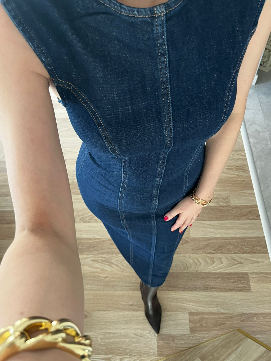 Marka Model Midi Boy Denim Elbise