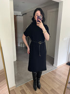 Siyah Yarasa Kol Triko Elbise