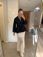 Gold Düğme Detay Denim Ceket