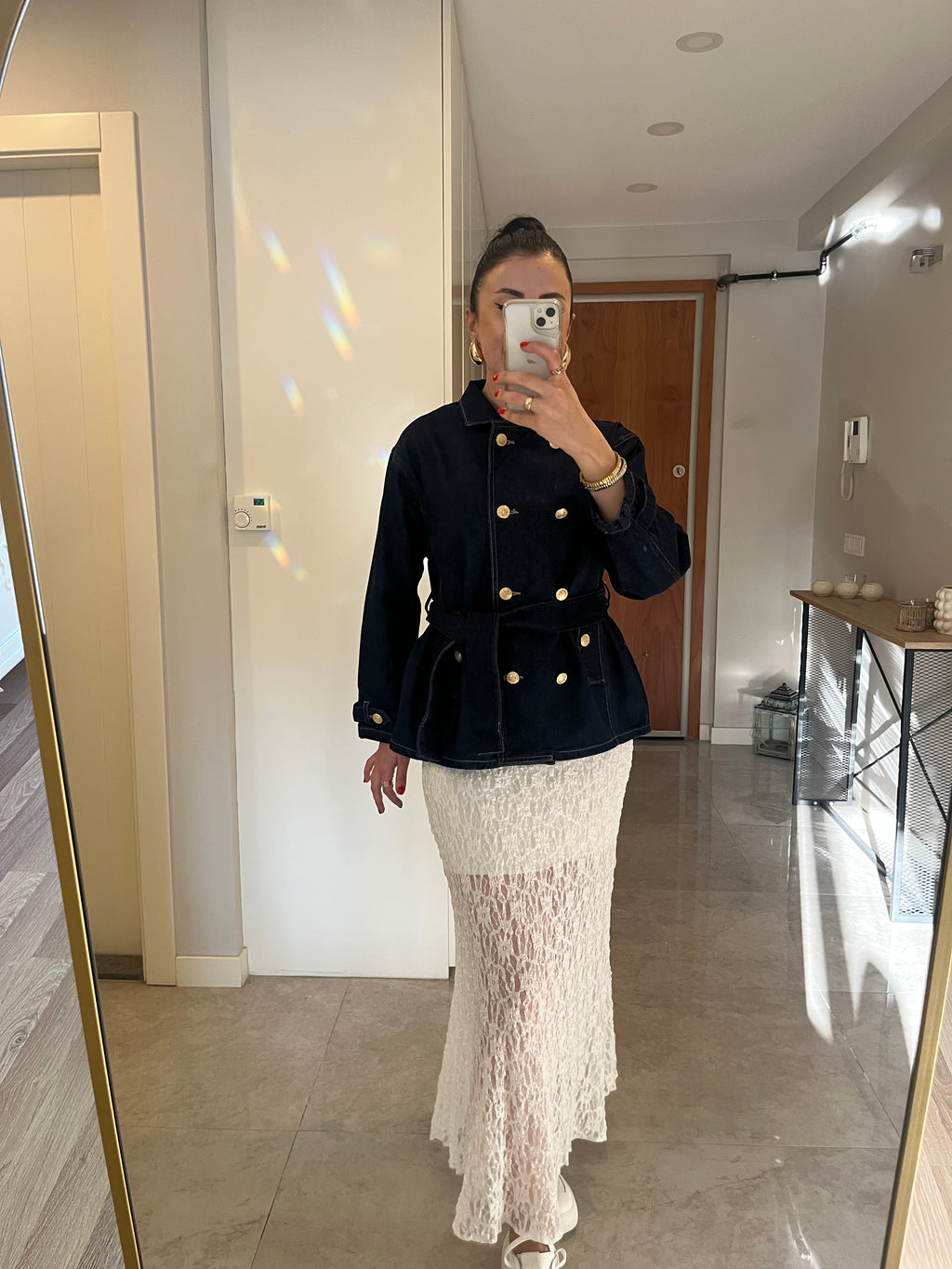 Gold Düğme Detay Denim Ceket