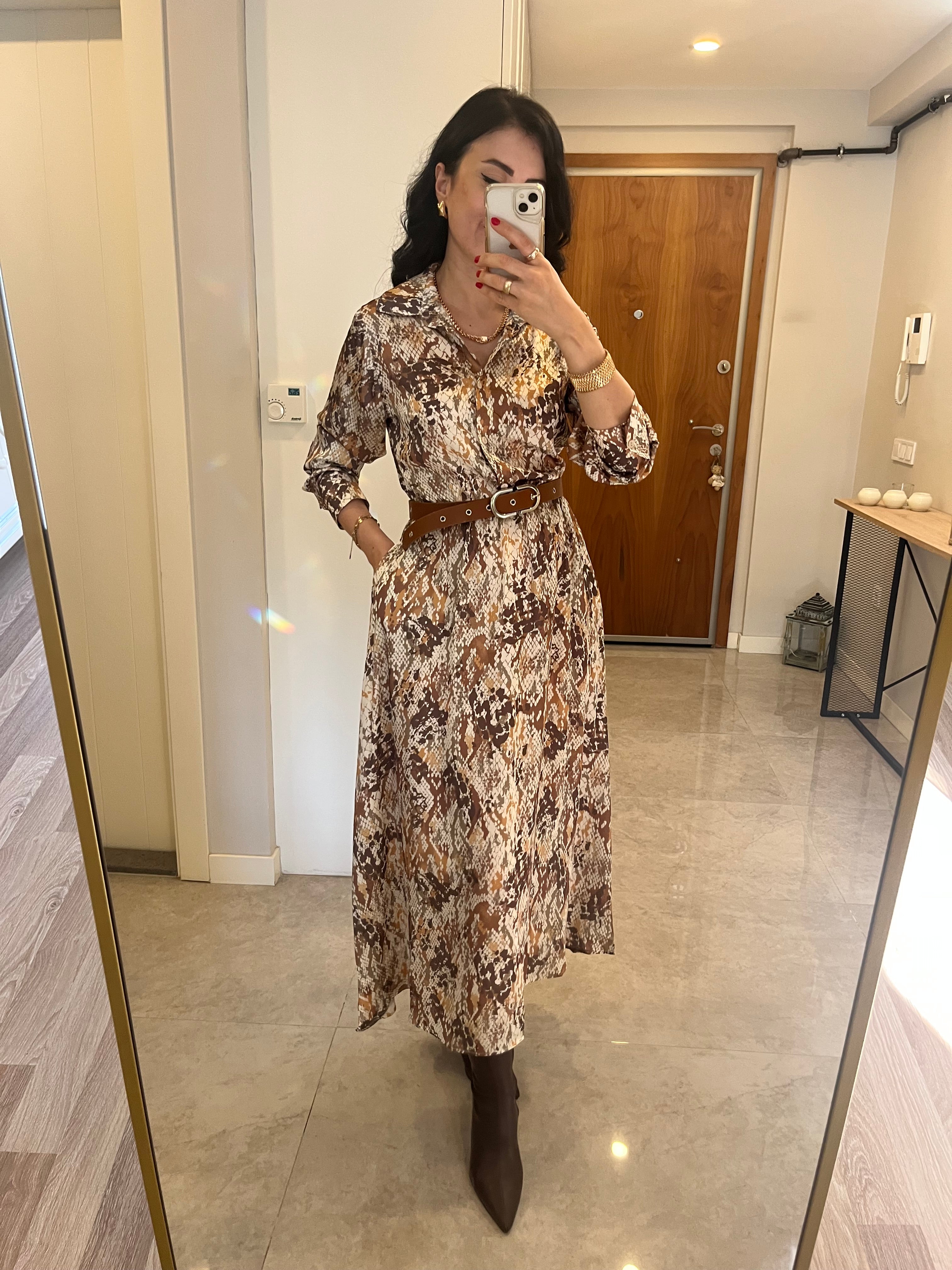 Desenli Gömlek Elbise