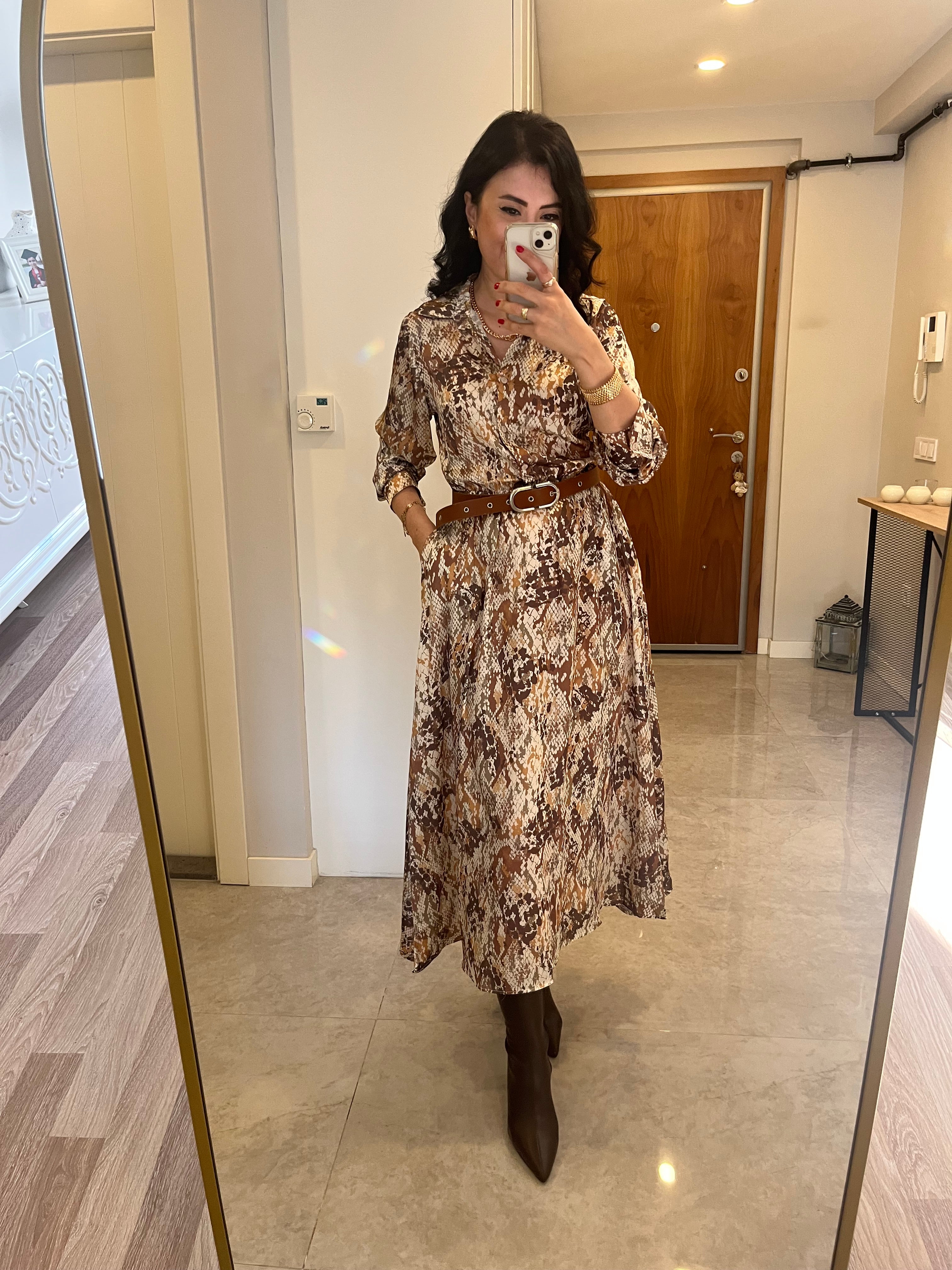 Desenli Gömlek Elbise