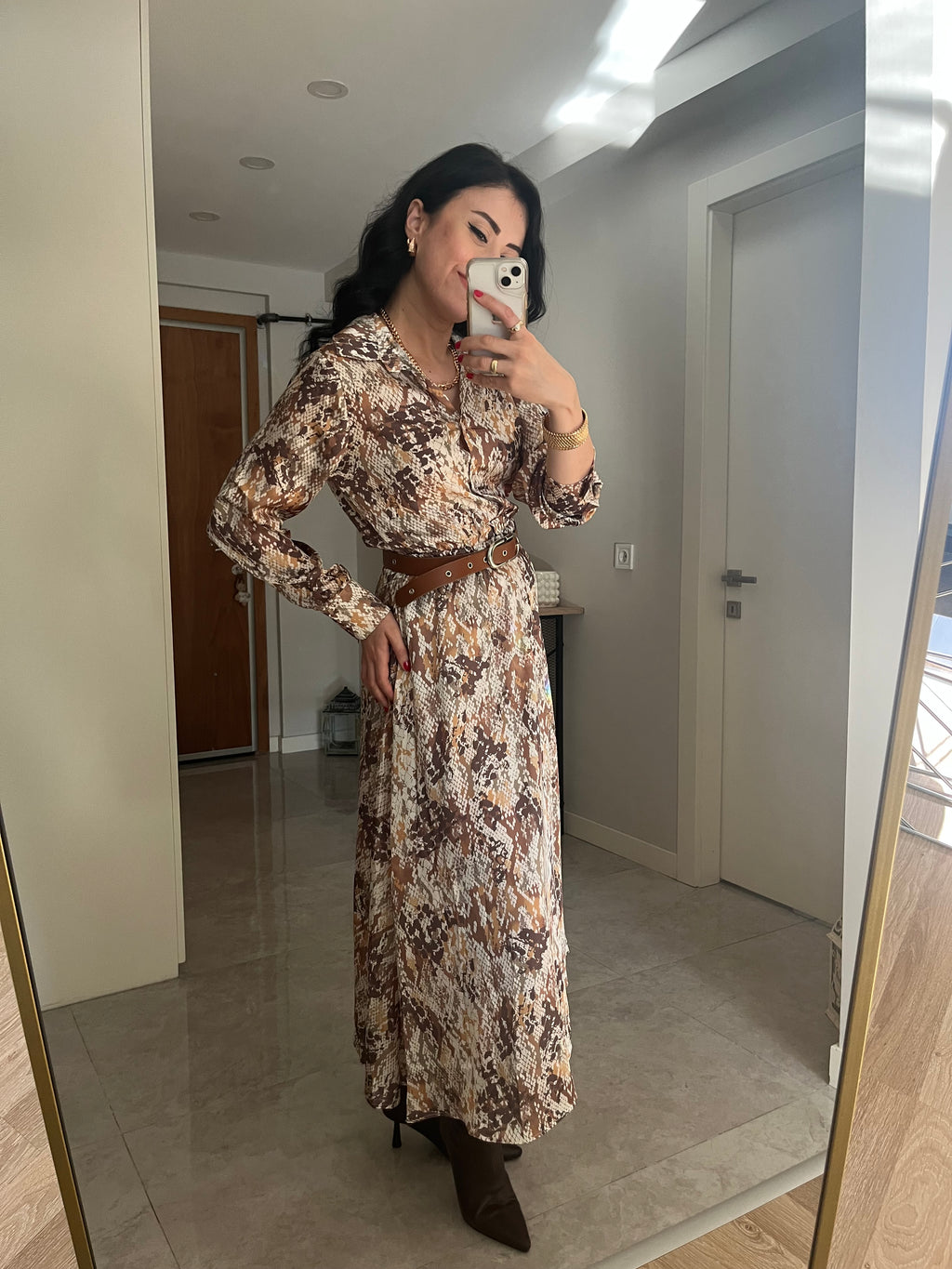 Desenli Gömlek Elbise