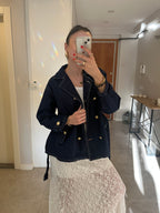 Gold Düğme Detay Denim Ceket