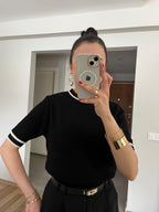 Çizgili Siyah Triko