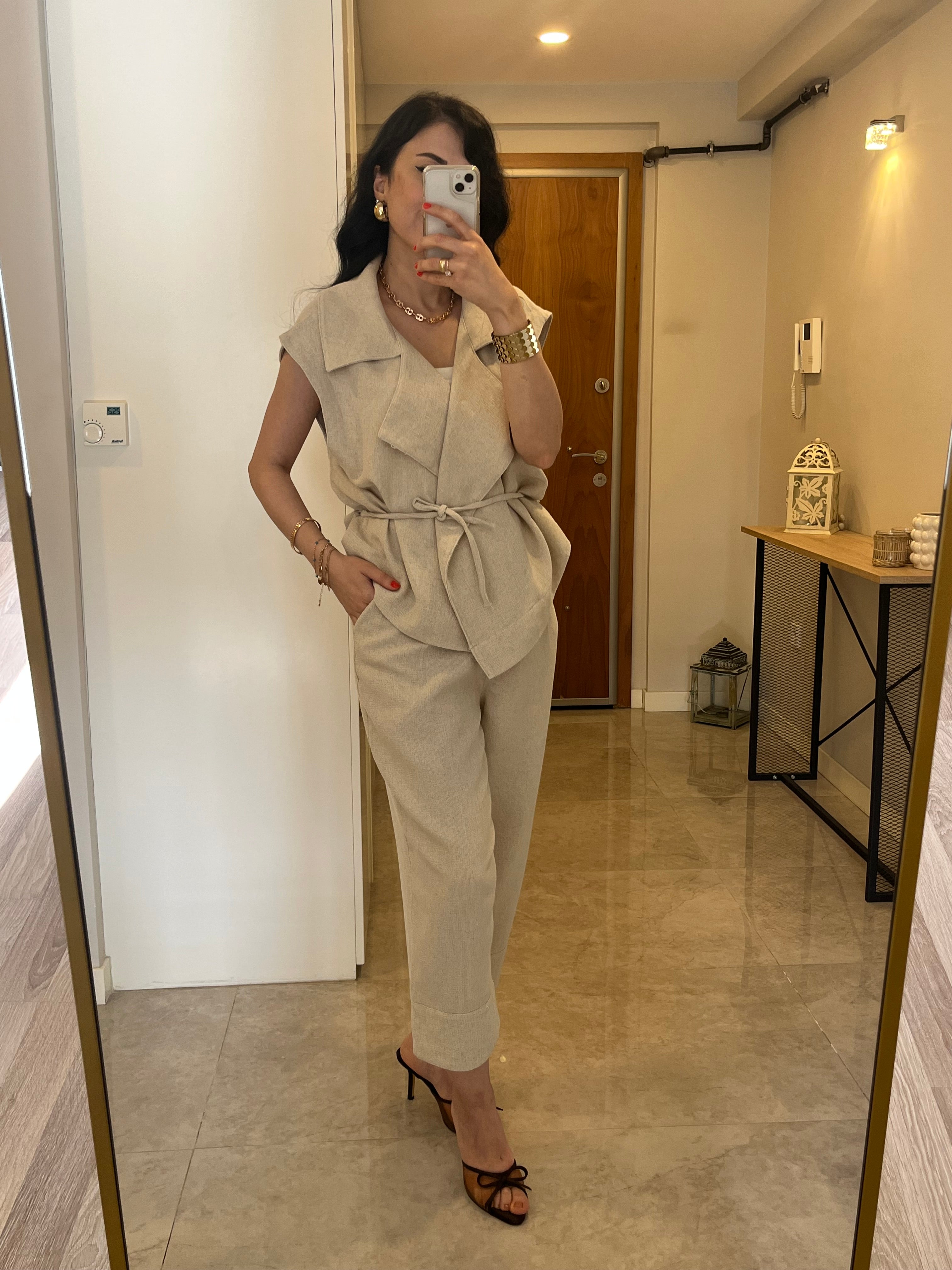 Premium Takım Bel Büzgülü Yelek&Pantolon