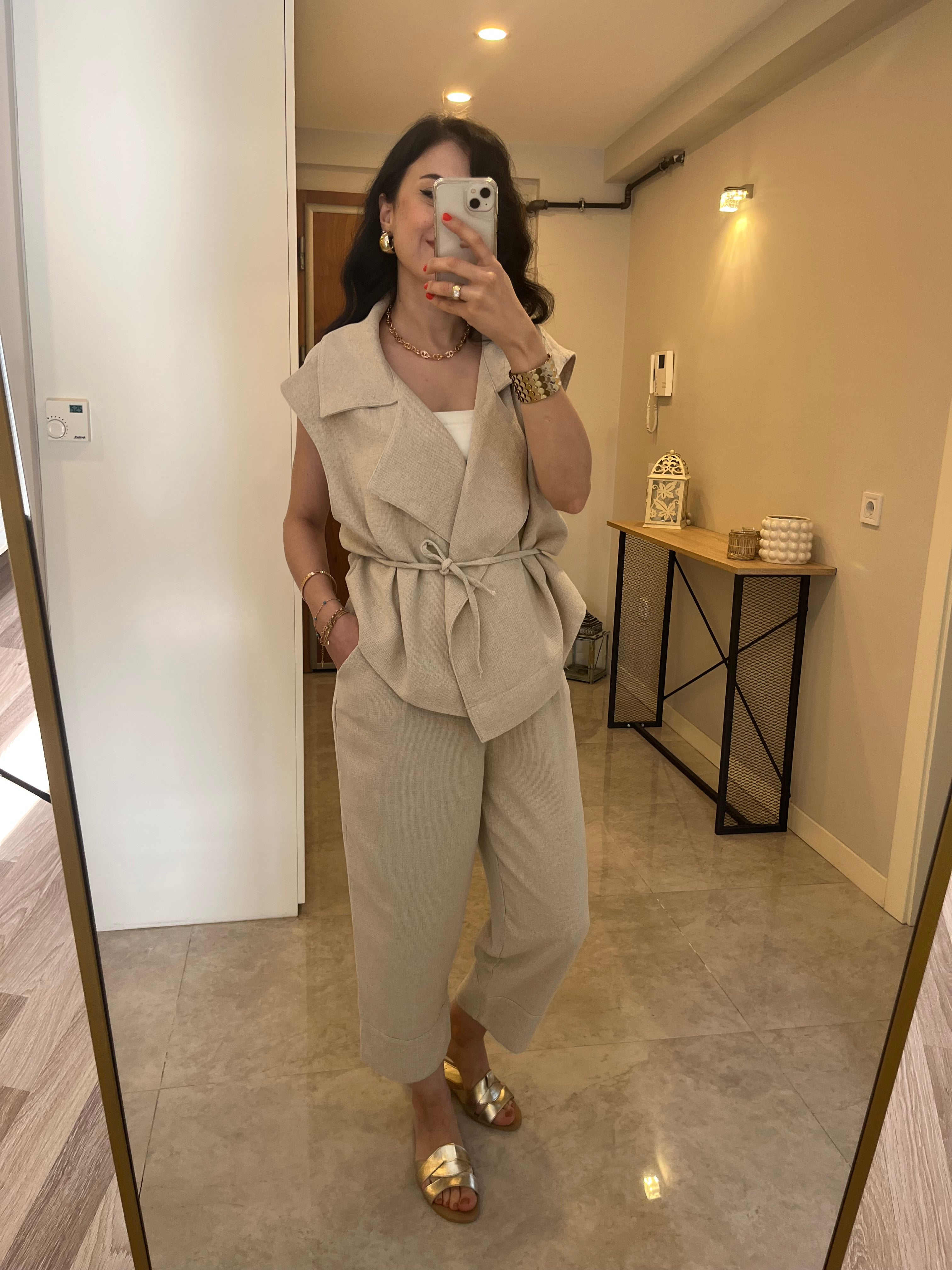 Premium Takım Bel Büzgülü Yelek&Pantolon