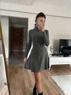 Orjinal Marka Kaşmir Pamuklu Elbise - Gri