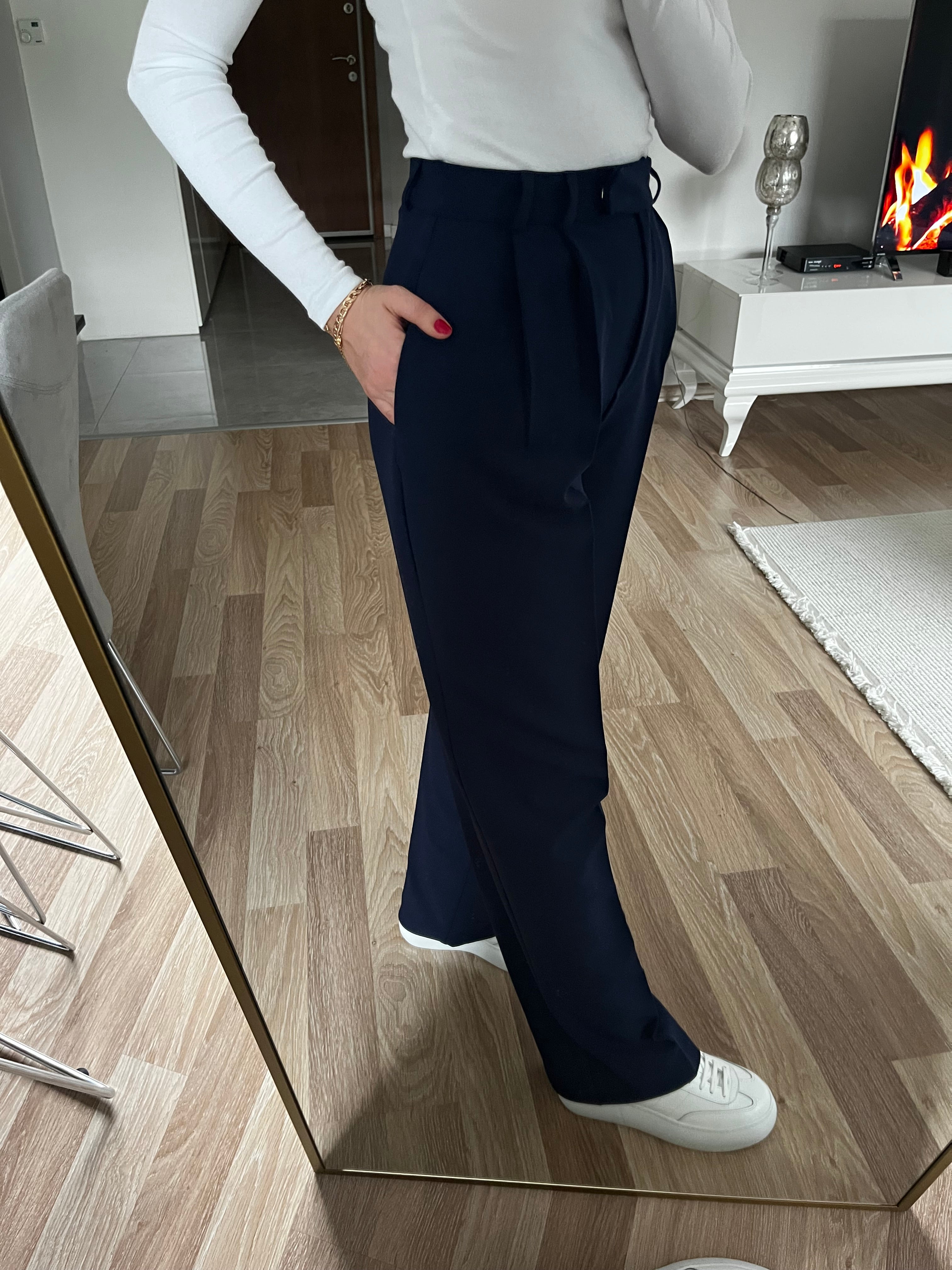 Lacivert Premium Palazzo Pantolon