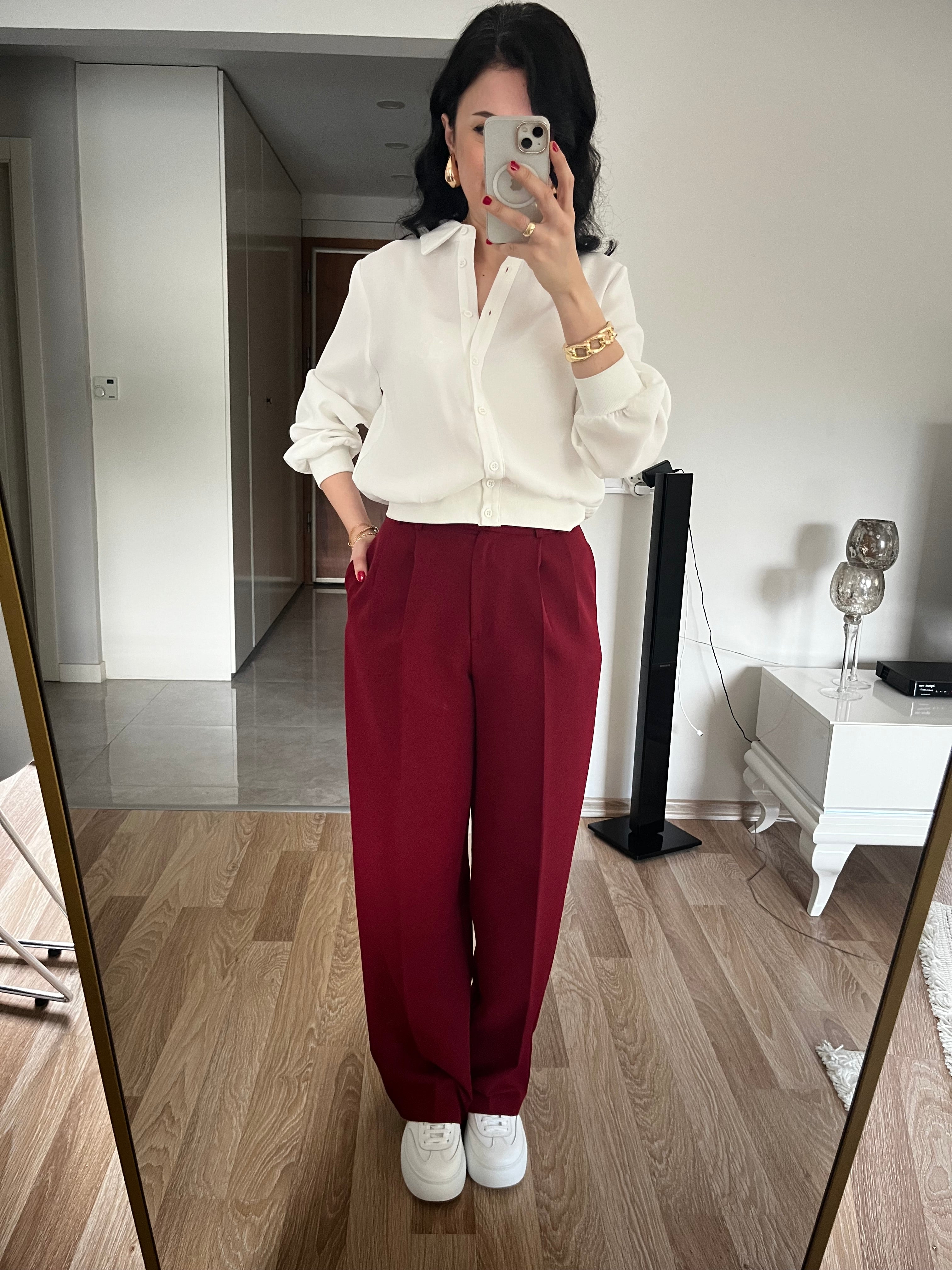 Bordo Premium Palazzo Pantolon