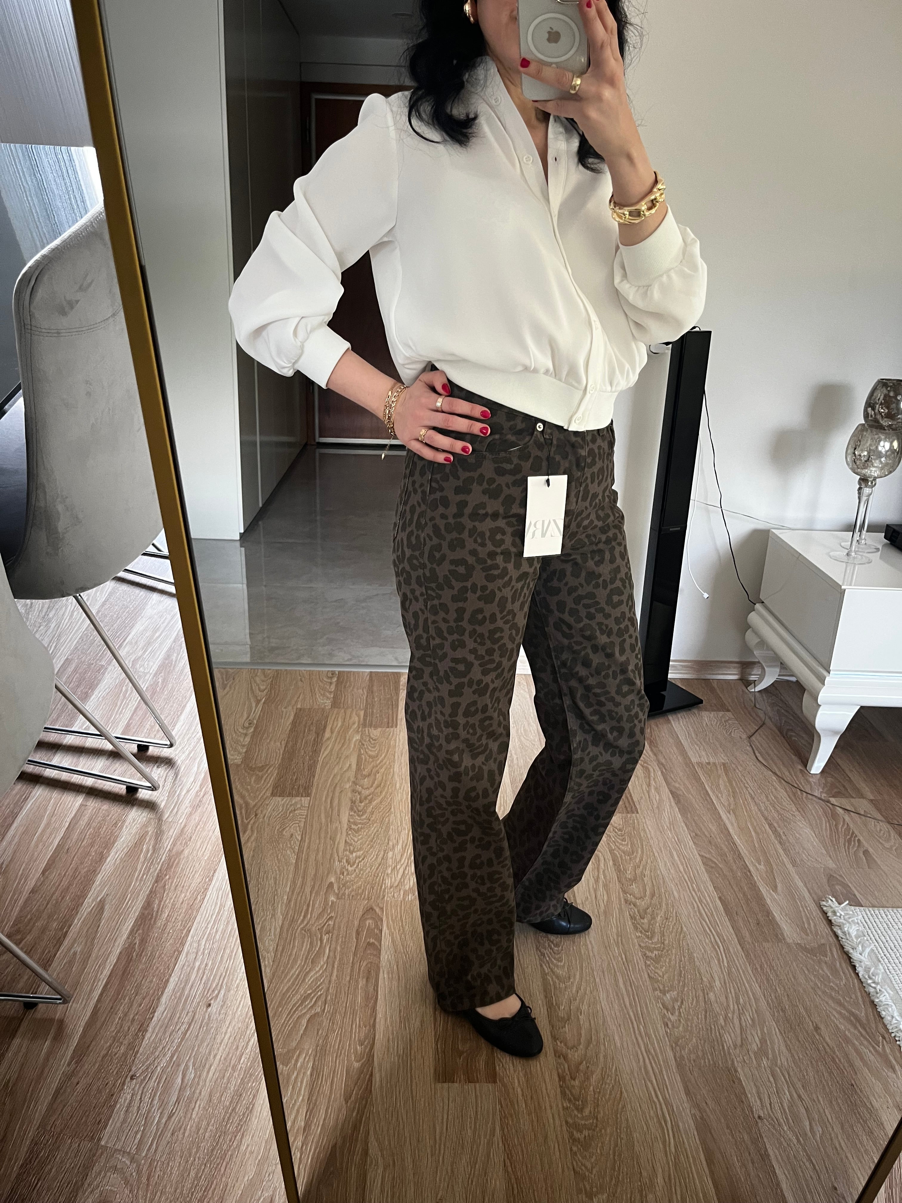 ZR Marka Leopar Desen Straight Fit Jean